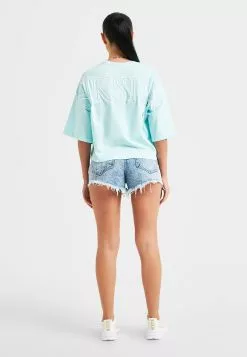SikSilk Branded Crop - T-Shirt Print - Aqua
