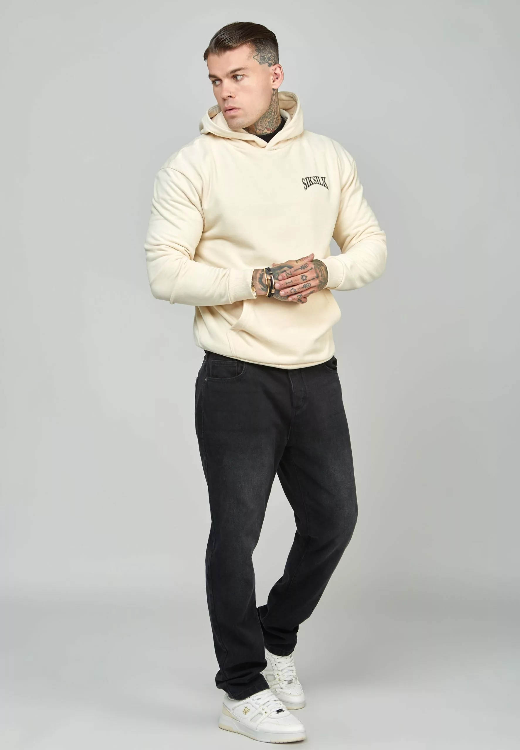 SikSilk Oversized Crest Logo Hoodie - Hoodie - Ecru 4 SikSilk Oversized Crest Logo Hoodie - Hoodie - Ecru - Afbeelding 2