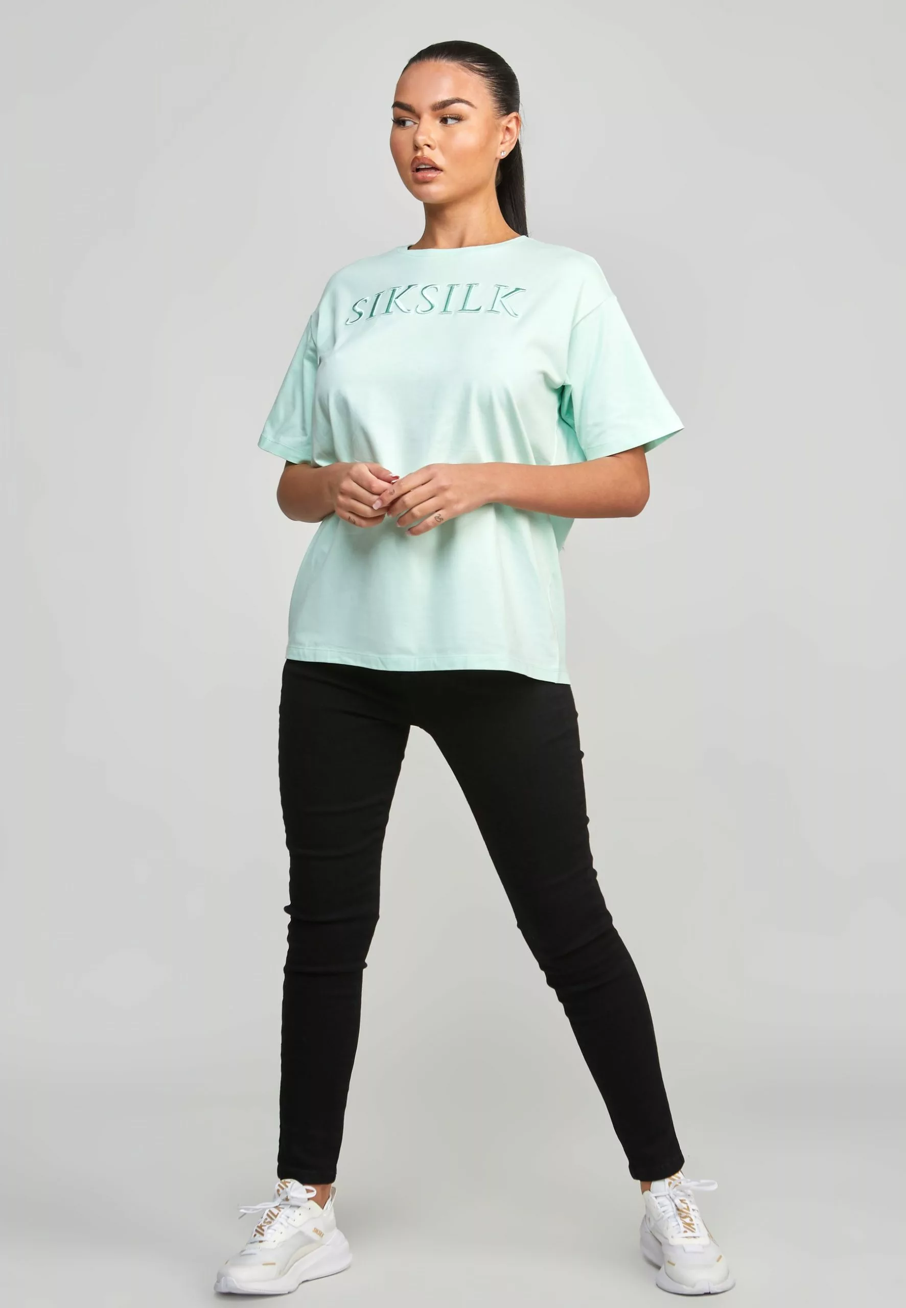 SikSilk Embroidered Boyfriend- T-Shirt Print - Mint 4 SikSilk Embroidered Boyfriend- T-Shirt Print - Mint - Afbeelding 2