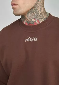 SikSilk Script Logo- Sweater - Brown -Outlet SikSilk Winkel 7791335b50e2409b9326fa31876100e1