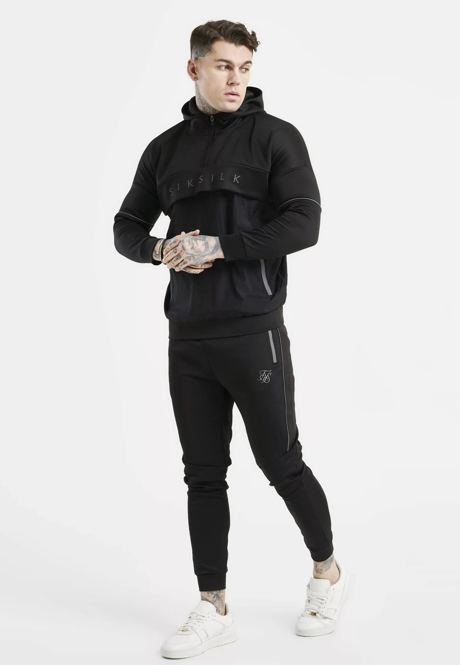 SikSilk Panelled Logo Overhead - Hoodie - Black 7 SikSilk Panelled Logo Overhead - Hoodie - Black - Afbeelding 5