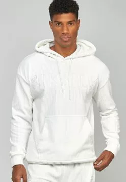 SikSilk Corduroy Applique Logo- Hoodie - Ecru