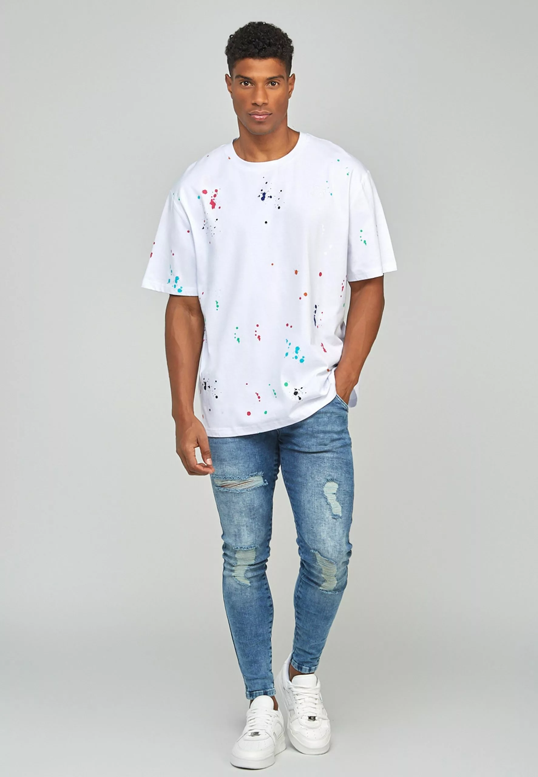 SikSilk Paint Splatter Oversized- T-Shirt Print - White 4 SikSilk Paint Splatter Oversized- T-Shirt Print - White - Afbeelding 2