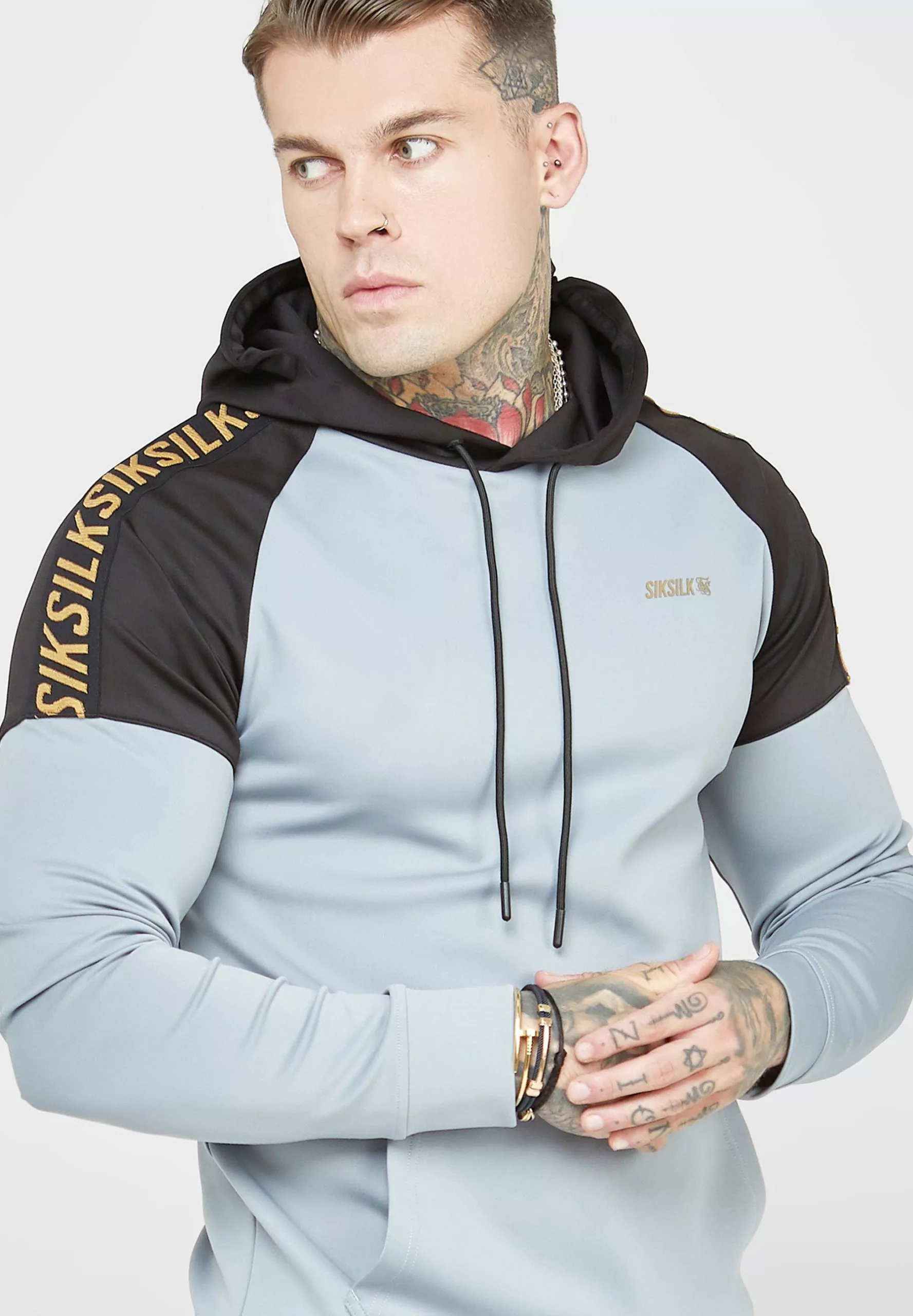 SikSilk Colour Block - Hoodie - Grey & Black 6 SikSilk Colour Block - Hoodie - Grey & Black - Afbeelding 4