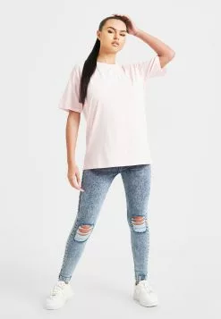 SikSilk Embroidered Boyfriend- T-Shirt Print - Pink -Outlet SikSilk Winkel 7ca9d0ae430042ab99c254a08ed368d8