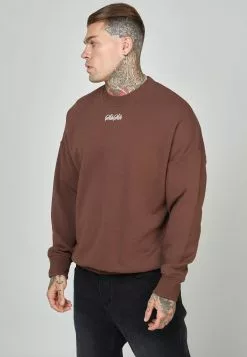 SikSilk Script Logo- Sweater - Brown -Outlet SikSilk Winkel 81483b74ec7f4cb48ef1fa05a48a3b88