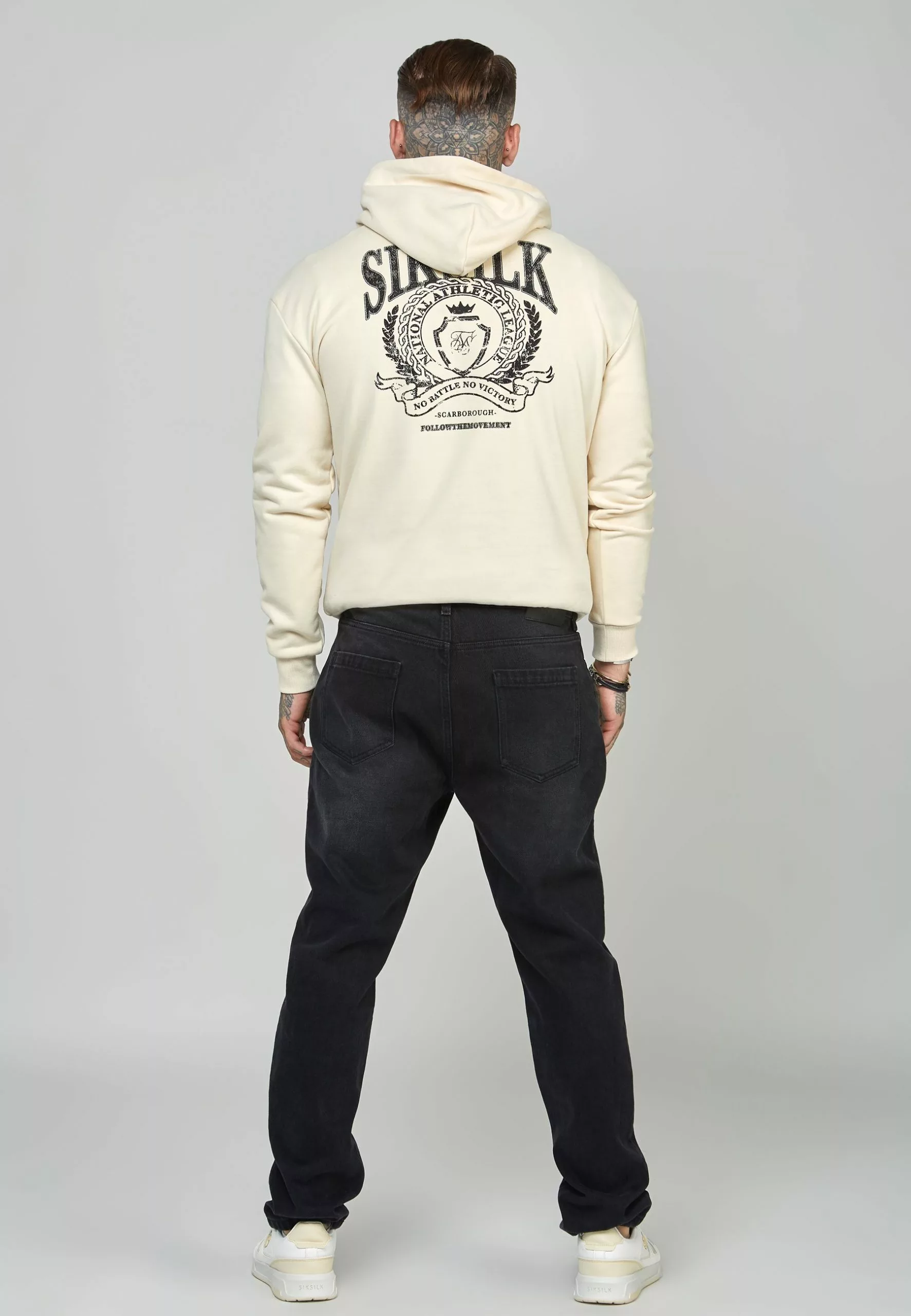 SikSilk Oversized Crest Logo Hoodie - Hoodie - Ecru 3 SikSilk Oversized Crest Logo Hoodie - Hoodie - Ecru