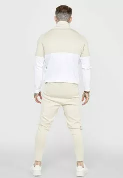 SikSilk Taped Track Top - Sweater Met Rits - Stone/White -Outlet SikSilk Winkel 84d2f50b63334114b5bc277310f54f08