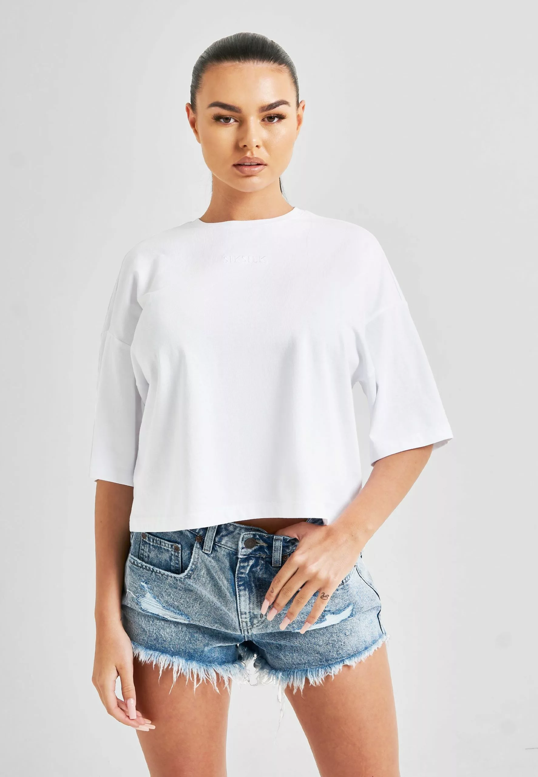 SikSilk Branded Crop Rainbow - T-Shirt Print - White 7 SikSilk Branded Crop Rainbow - T-Shirt Print - White - Afbeelding 5