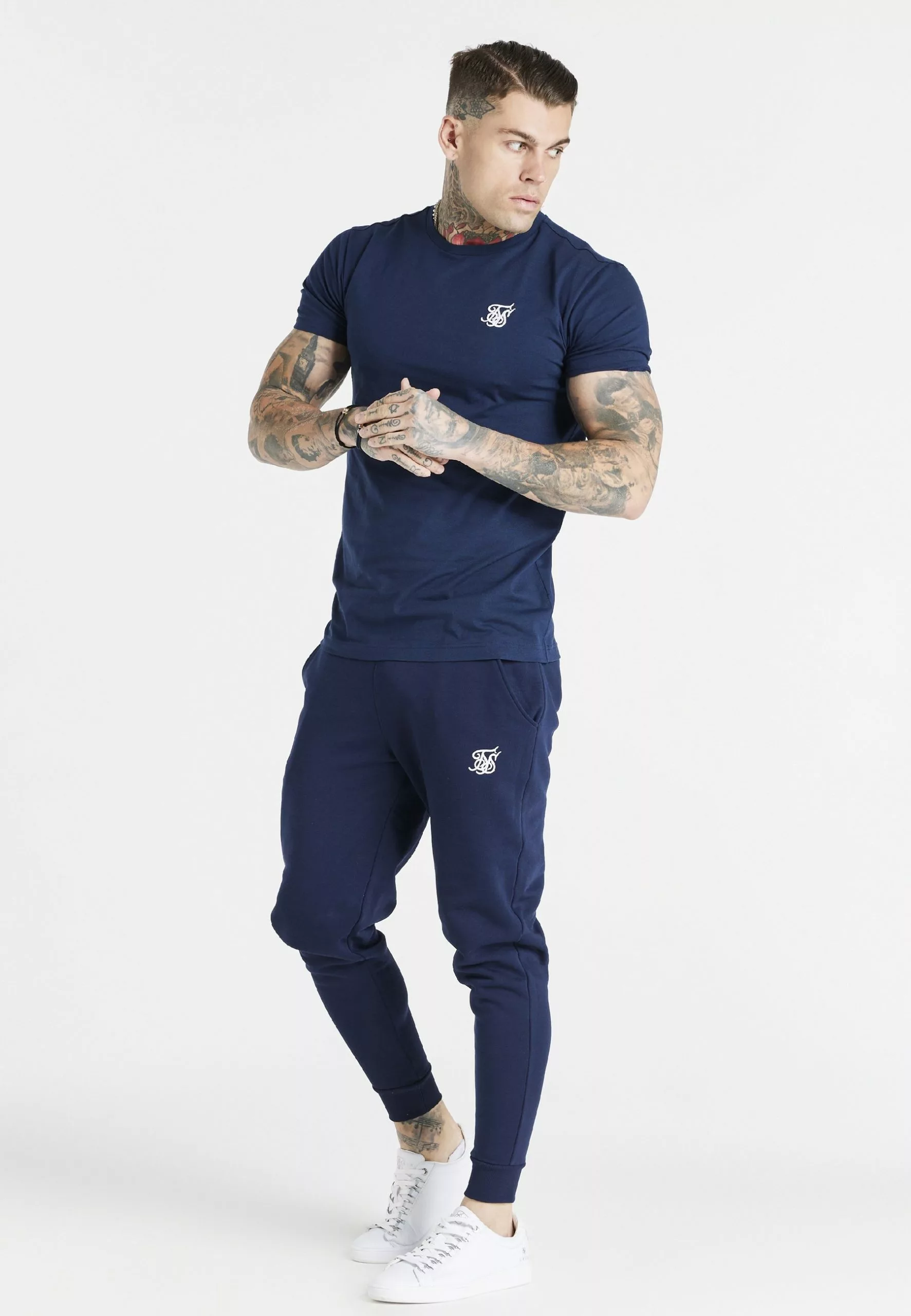 SikSilk Gym Tee - T-Shirt Basic - Navy 4 SikSilk Gym Tee - T-Shirt Basic - Navy - Afbeelding 2
