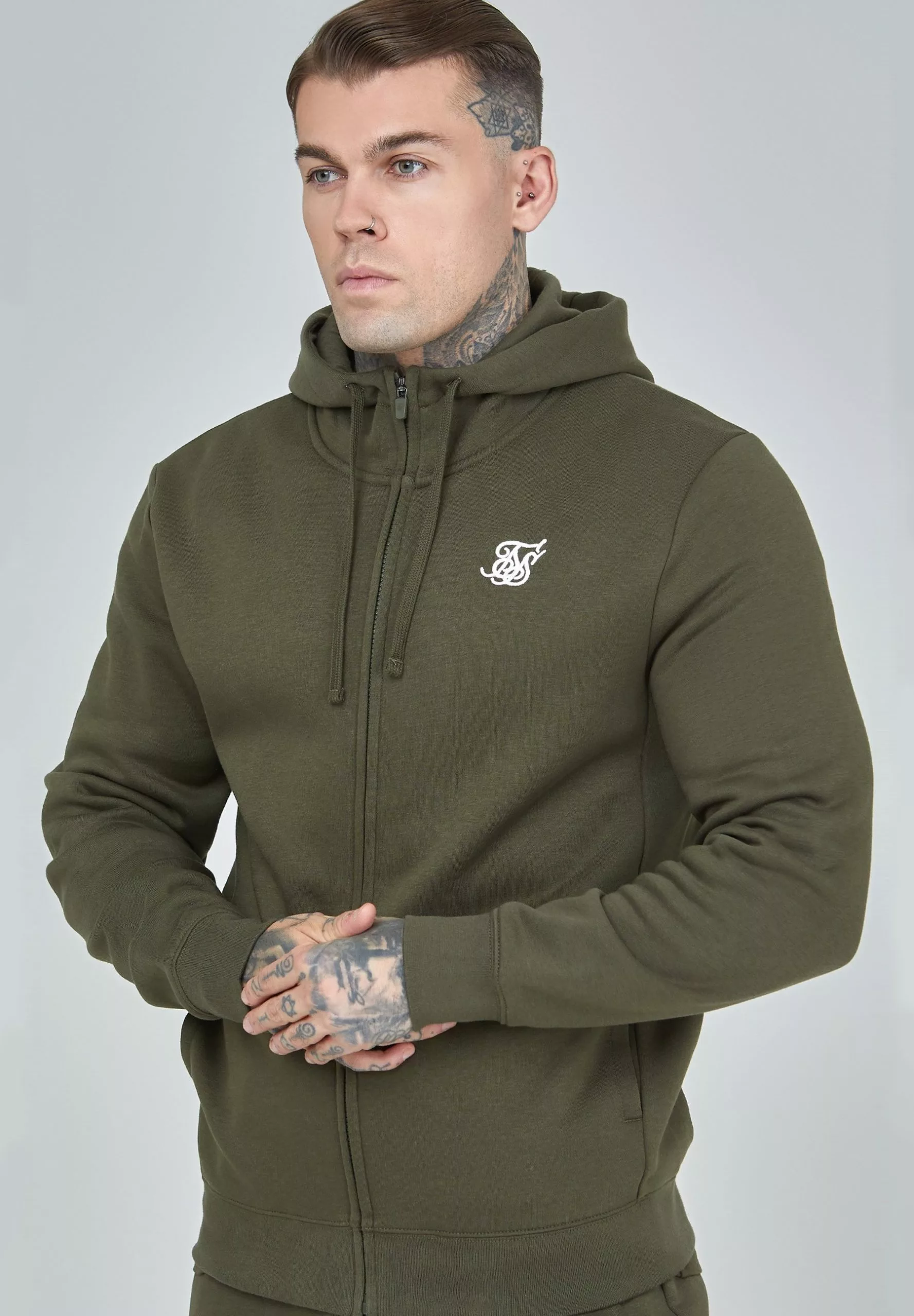 SikSilk Essential Funnel - Sweater Met Rits - Khaki 6 SikSilk Essential Funnel - Sweater Met Rits - Khaki - Afbeelding 4