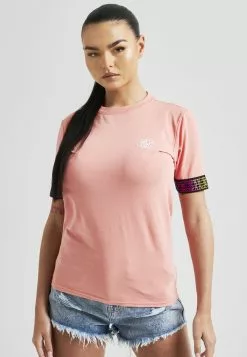 SikSilk Taped T-Shirt - T-Shirt Print - Coral
