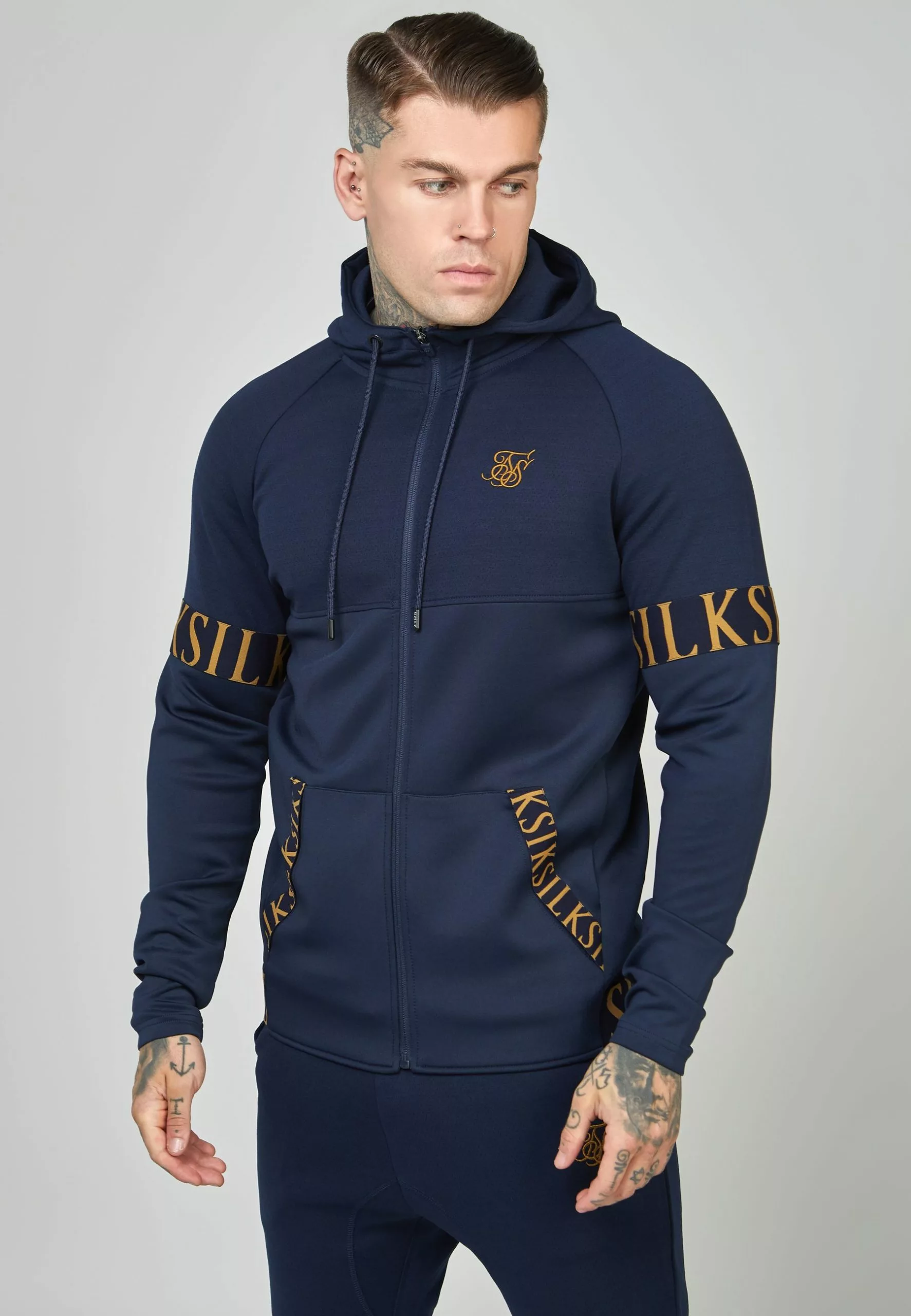 SikSilk Dynmic Zip Through- Sweater Met Rits - Navy 3 SikSilk Dynmic Zip Through- Sweater Met Rits - Navy