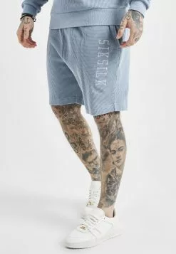 SikSilk Embroidered Waffle Texture- Trainingsbroek - Blue