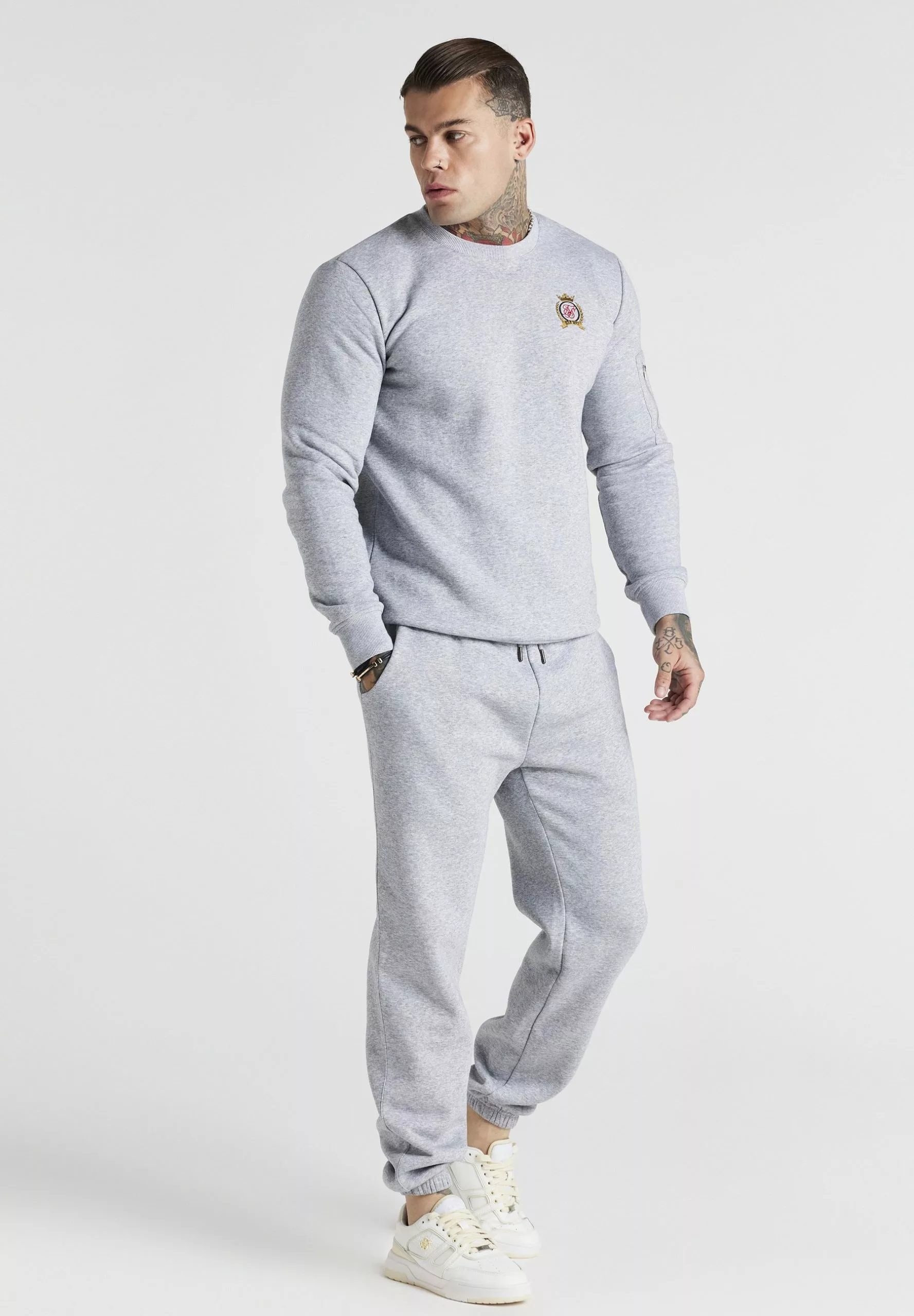 SikSilk Crest- Sweater - Grey Marl 5 SikSilk Crest- Sweater - Grey Marl - Afbeelding 3