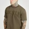 SikSilk Applique Logo - T-Shirt Print - Khaki