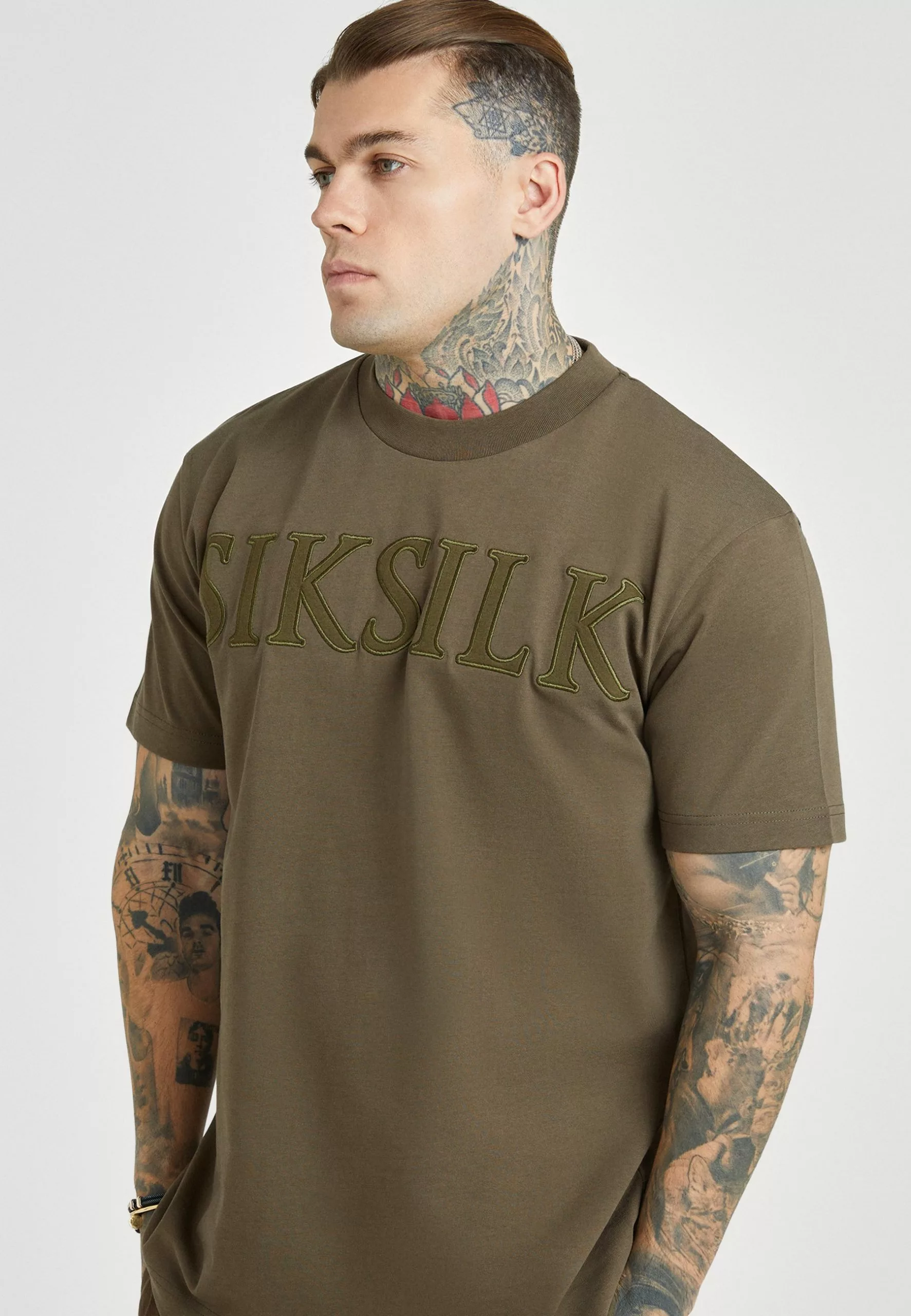 SikSilk Applique Logo - T-Shirt Print - Khaki 3 SikSilk Applique Logo - T-Shirt Print - Khaki