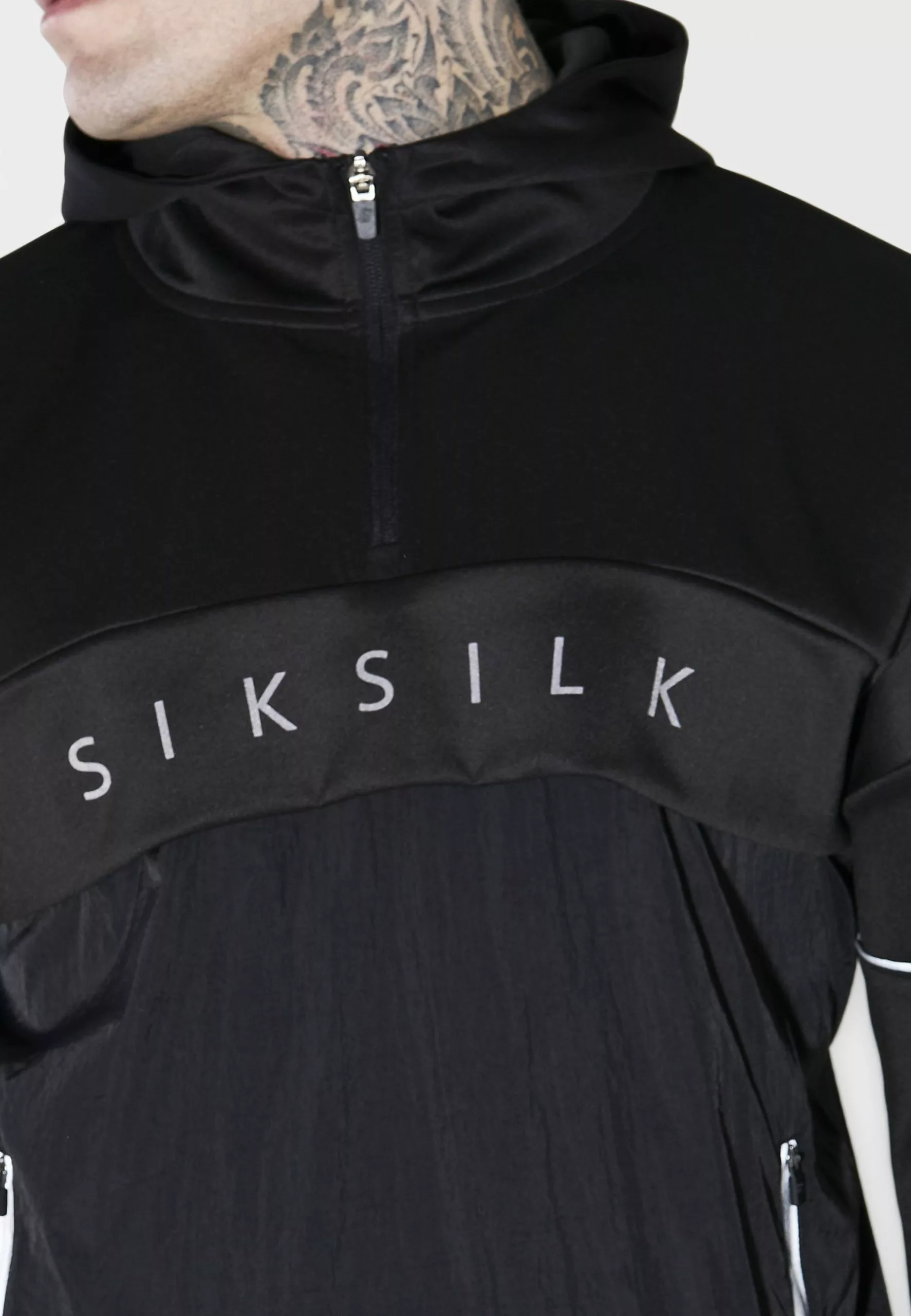 SikSilk Panelled Logo Overhead - Hoodie - Black 6 SikSilk Panelled Logo Overhead - Hoodie - Black - Afbeelding 4