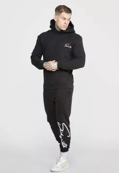 SikSilk Script Embroidery- Hoodie - Black -Outlet SikSilk Winkel 99d72320cacf4f9c980d7f09b9835d48