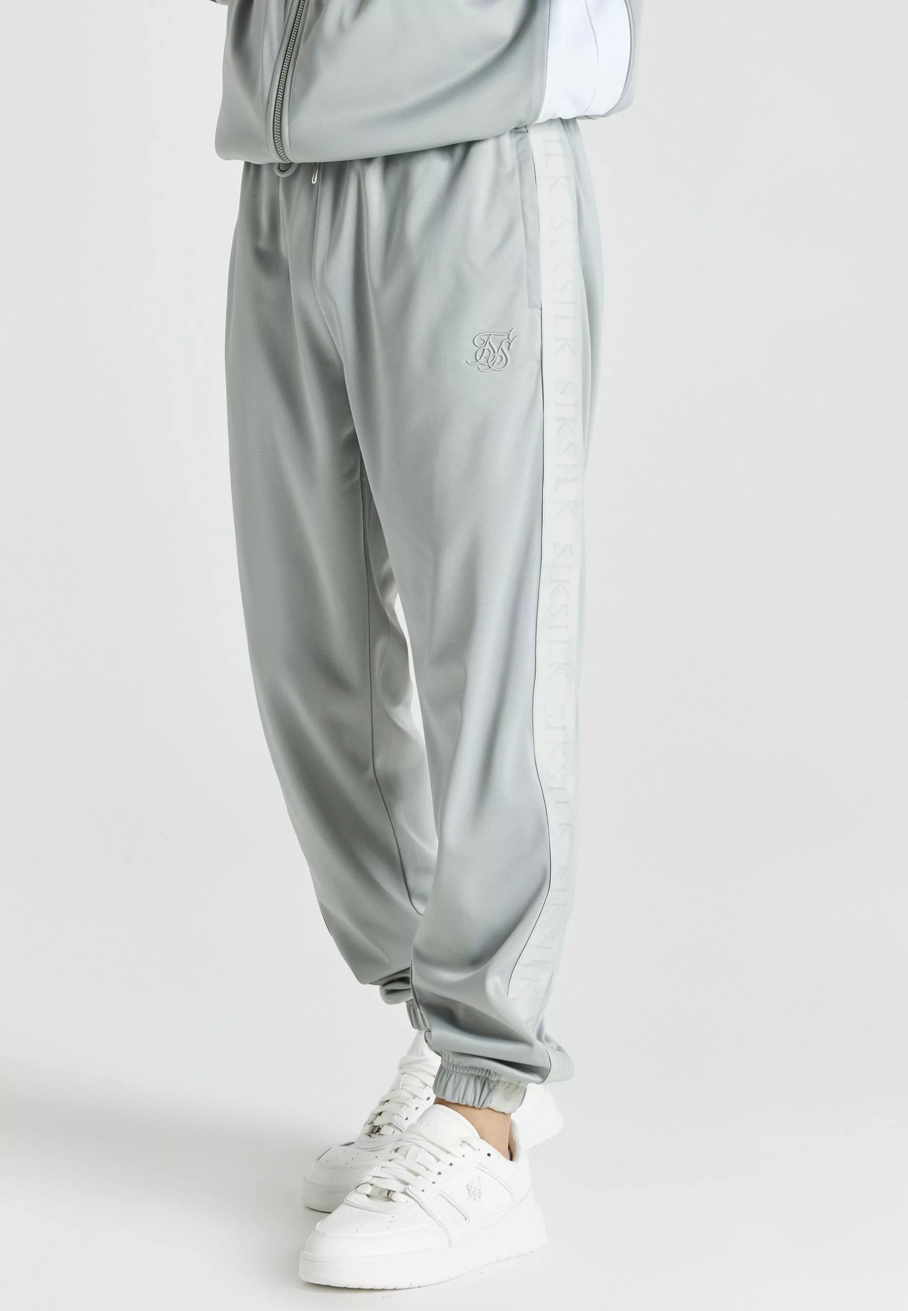 SikSilk Retro Tape Cuffed Track Pants - Trainingsbroek - Grey 3 SikSilk Retro Tape Cuffed Track Pants - Trainingsbroek - Grey