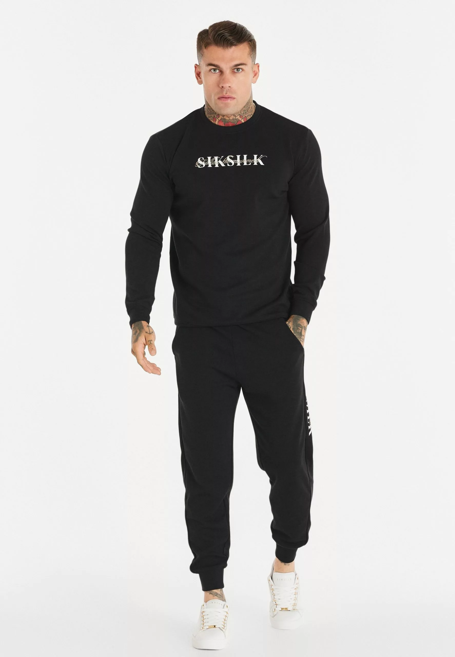 SikSilk Dual Script Logo Crew - Sweater - Black 4 SikSilk Dual Script Logo Crew - Sweater - Black - Afbeelding 2