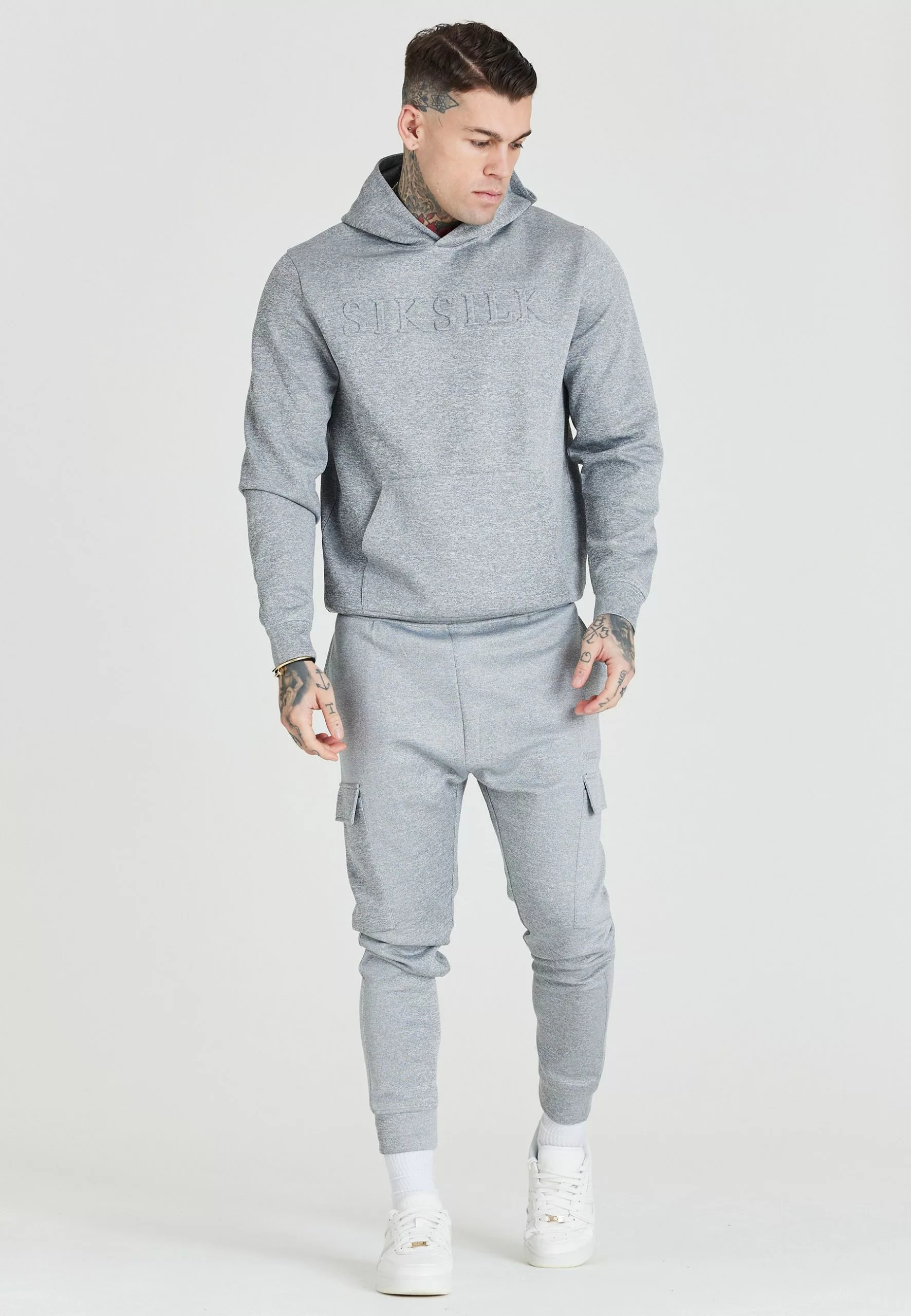 SikSilk Emboss- Hoodie - Grey 4 SikSilk Emboss- Hoodie - Grey - Afbeelding 2