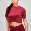 SikSilk Velour Crop - T-Shirt Print - Red -Outlet SikSilk Winkel a106431dad1f41a18e585e4fa7432b58