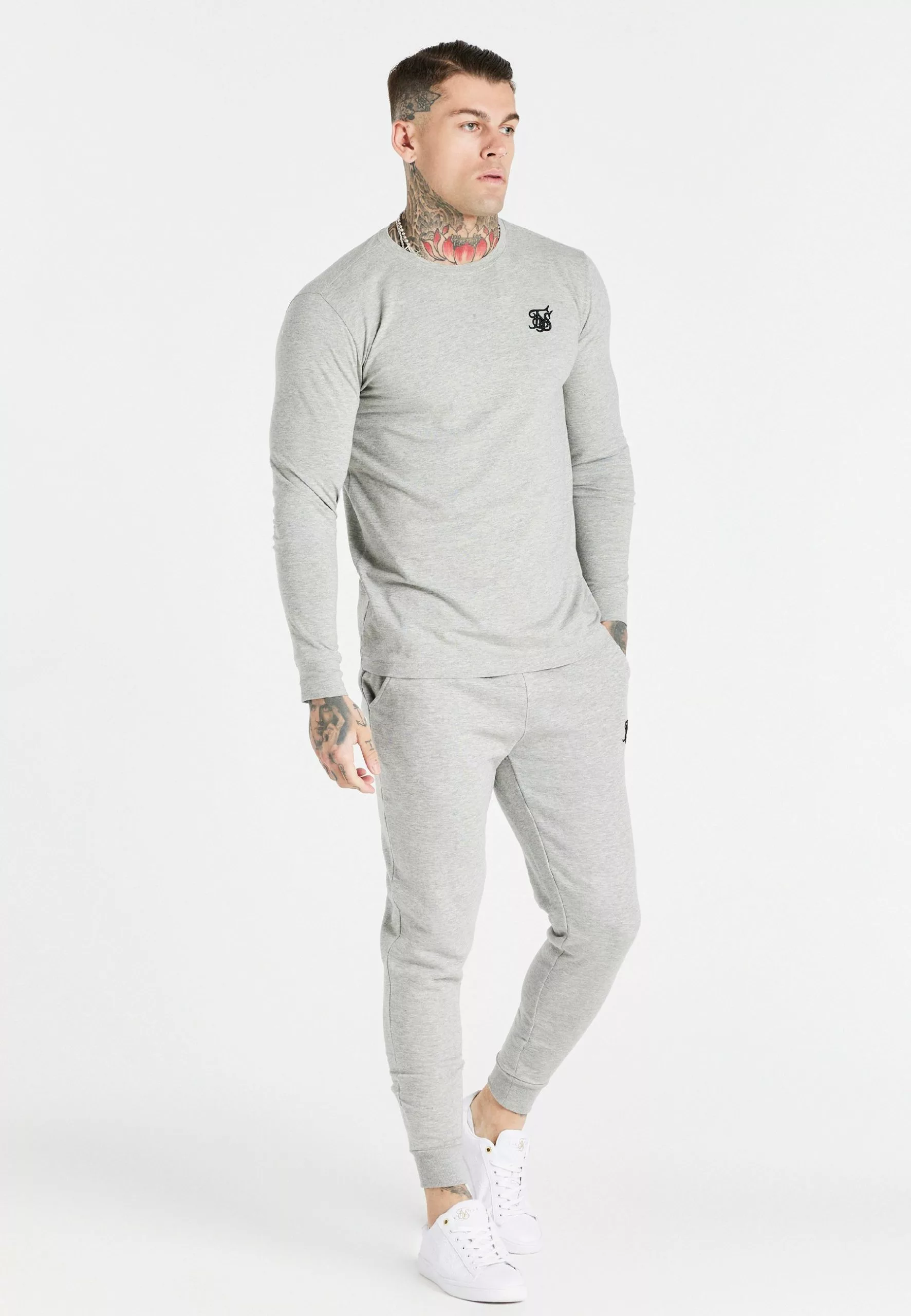 SikSilk Gym Tee - Longsleeve - Grey Marl 4 SikSilk Gym Tee - Longsleeve - Grey Marl - Afbeelding 2