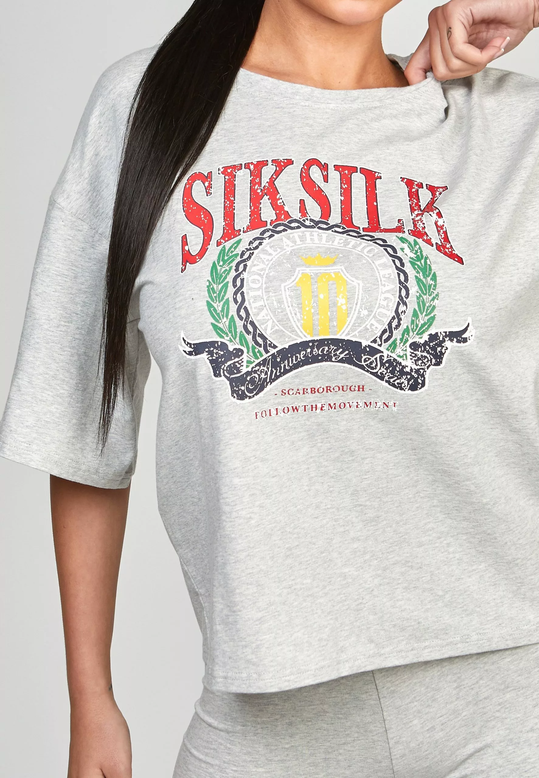 SikSilk Varsity - T-Shirt Print - Grey Marl 6 SikSilk Varsity - T-Shirt Print - Grey Marl - Afbeelding 4