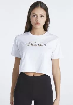 SikSilk Signature Crop Tee - T-Shirt Print - White