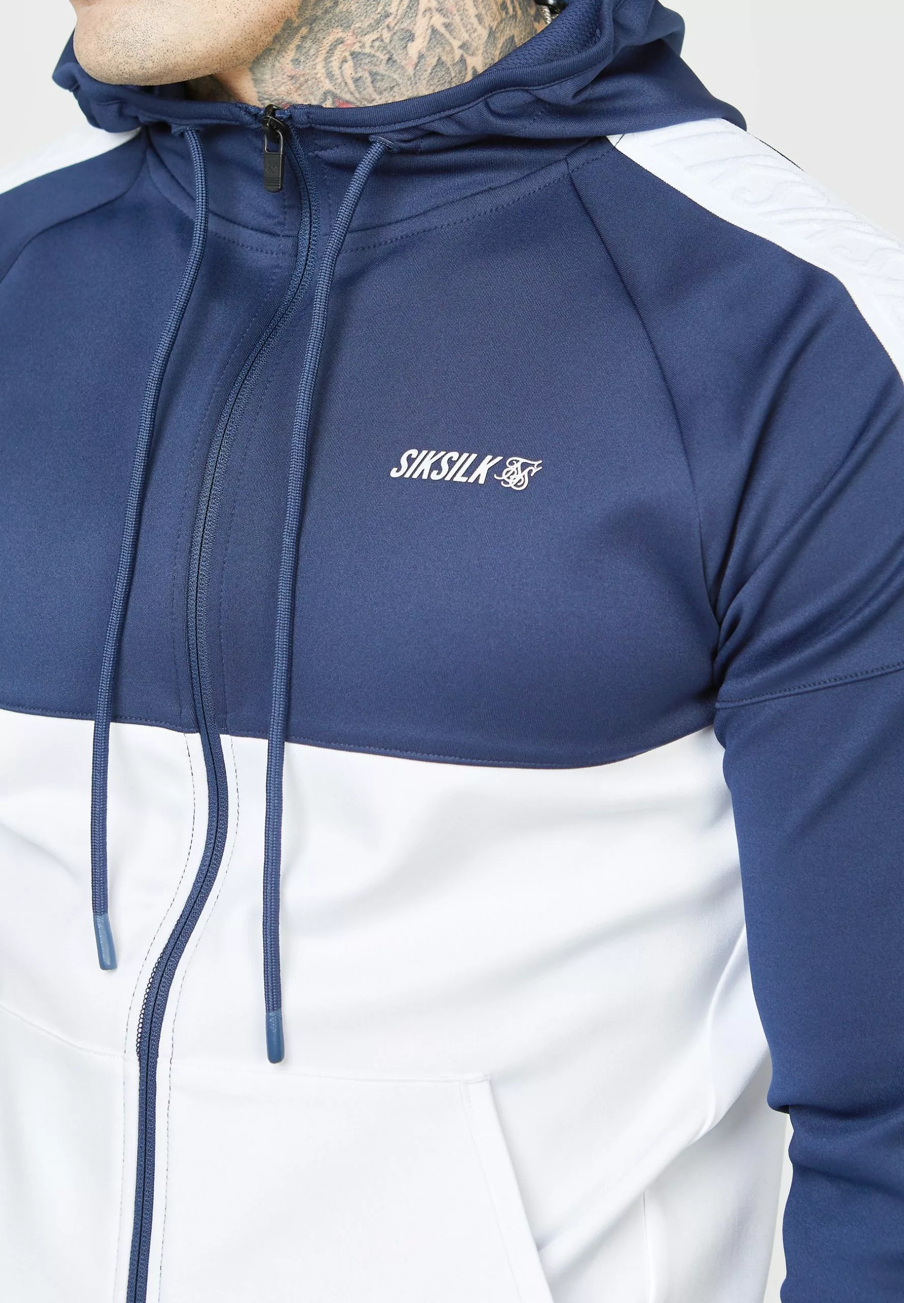 SikSilk Sweater Met Rits - Navy & White 7 SikSilk Sweater Met Rits - Navy & White - Afbeelding 5