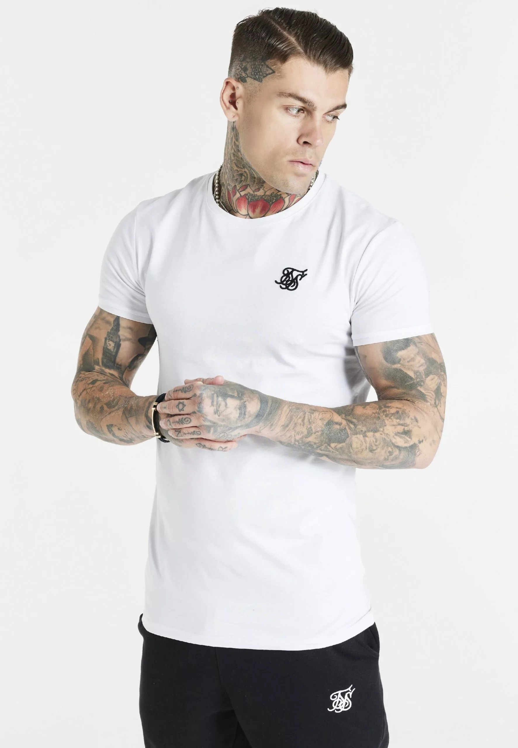 SikSilk Gym Tee - T-Shirt Basic - White 3 SikSilk Gym Tee - T-Shirt Basic - White