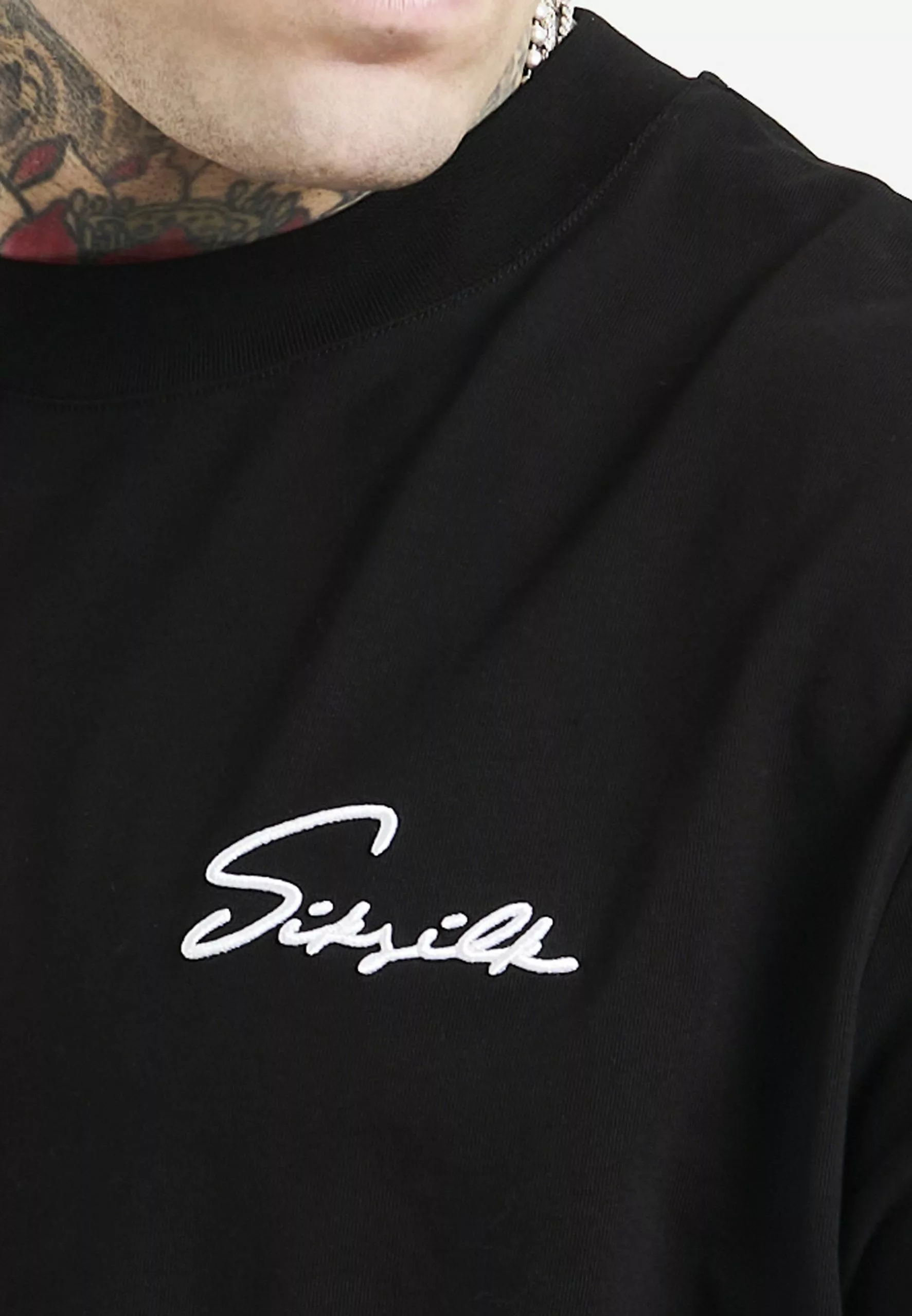 SikSilk Script Embroidery - T-Shirt Print - Black 6 SikSilk Script Embroidery - T-Shirt Print - Black - Afbeelding 4