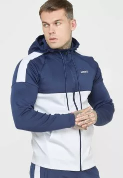 SikSilk Sweater Met Rits - Navy & White