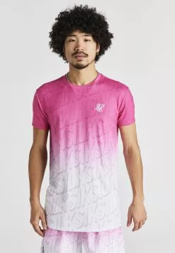 SikSilk Retro Fade - T-Shirt Print - Pink & White