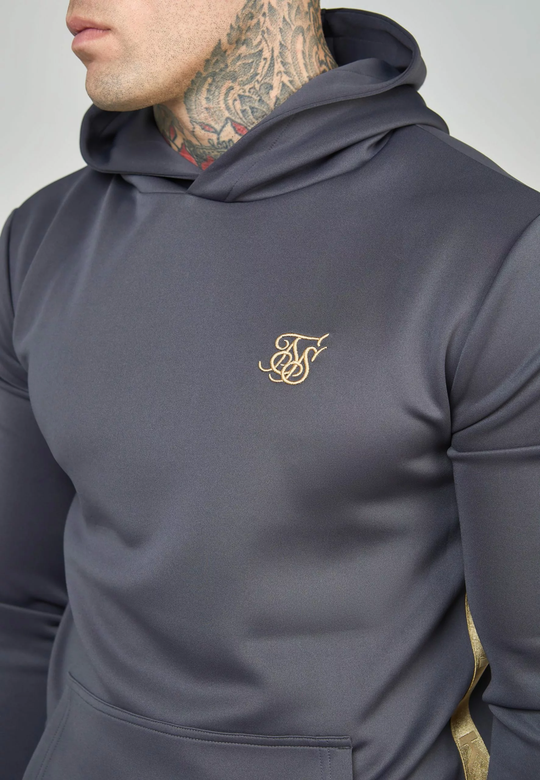 SikSilk Gold Tape Overhead Hood - Hoodie - Grey 5 SikSilk Gold Tape Overhead Hood - Hoodie - Grey - Afbeelding 4