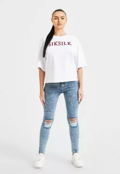 SikSilk Boxy Fit Rhinestone - T-Shirt Print - White 10 SikSilk Boxy Fit Rhinestone - T-Shirt Print - White -Outlet SikSilk Winkel af04bb288d60418aa7ec3dfe3cdd4fdb