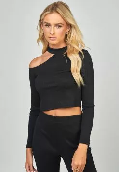 SikSilk Long Sleeve Cut Out - Top - Black -Outlet SikSilk Winkel af5e58a7b1a045d292aba90bad70b377