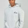 SikSilk Script Embroidery- Hoodie - Grey Marl -Outlet SikSilk Winkel b0e5f14326b546adb3303ad623c350a2