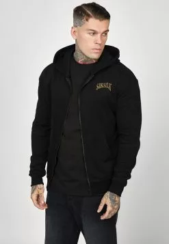 SikSilk Crest Logo Zip Through Hoodie - Sweater Met Rits - Black -Outlet SikSilk Winkel b4ed4e31d349458b88b2bae85d5a8d40
