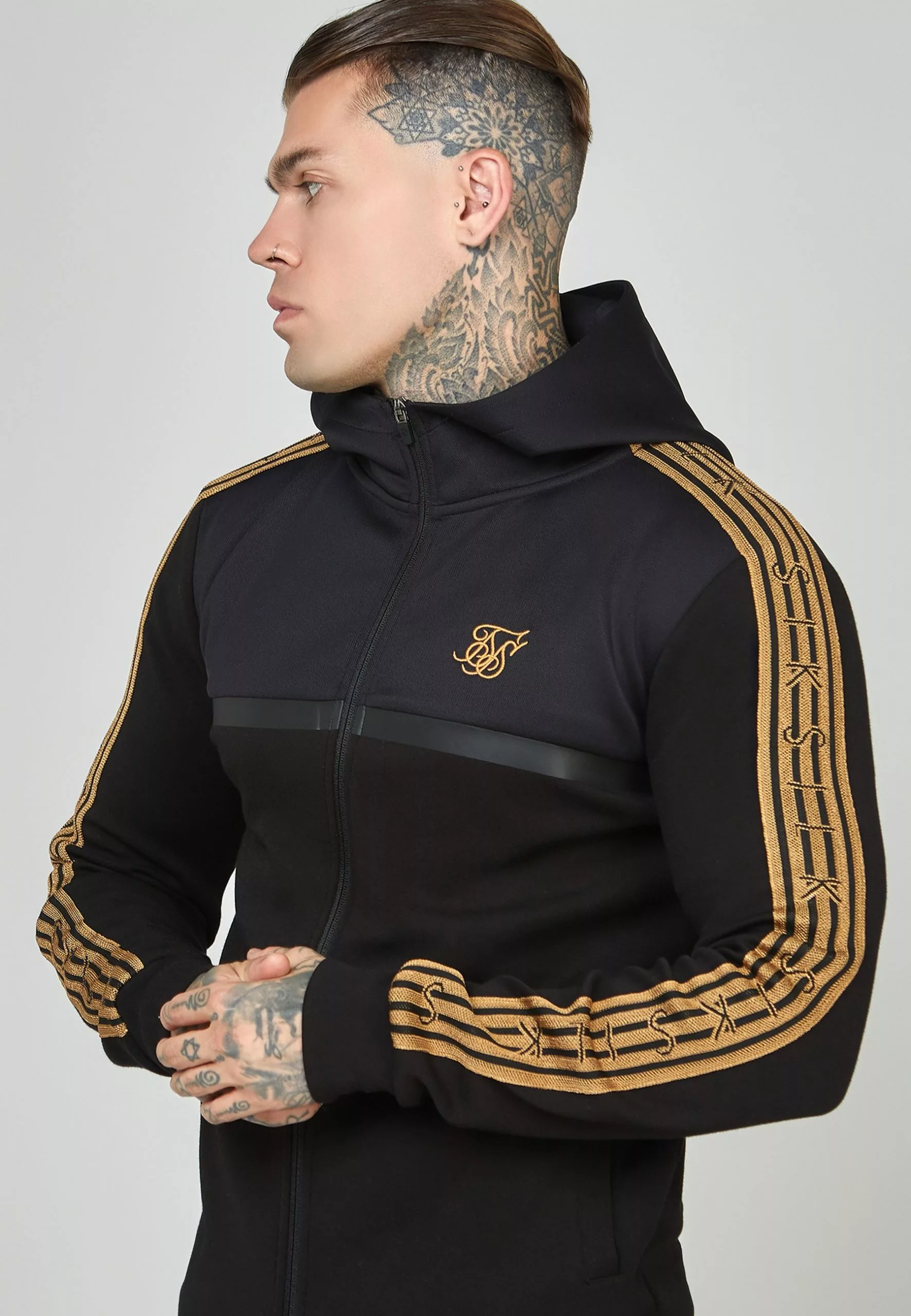 SikSilk Tape Zip Thru - Sweater Met Rits - Black 6 SikSilk Tape Zip Thru - Sweater Met Rits - Black - Afbeelding 4