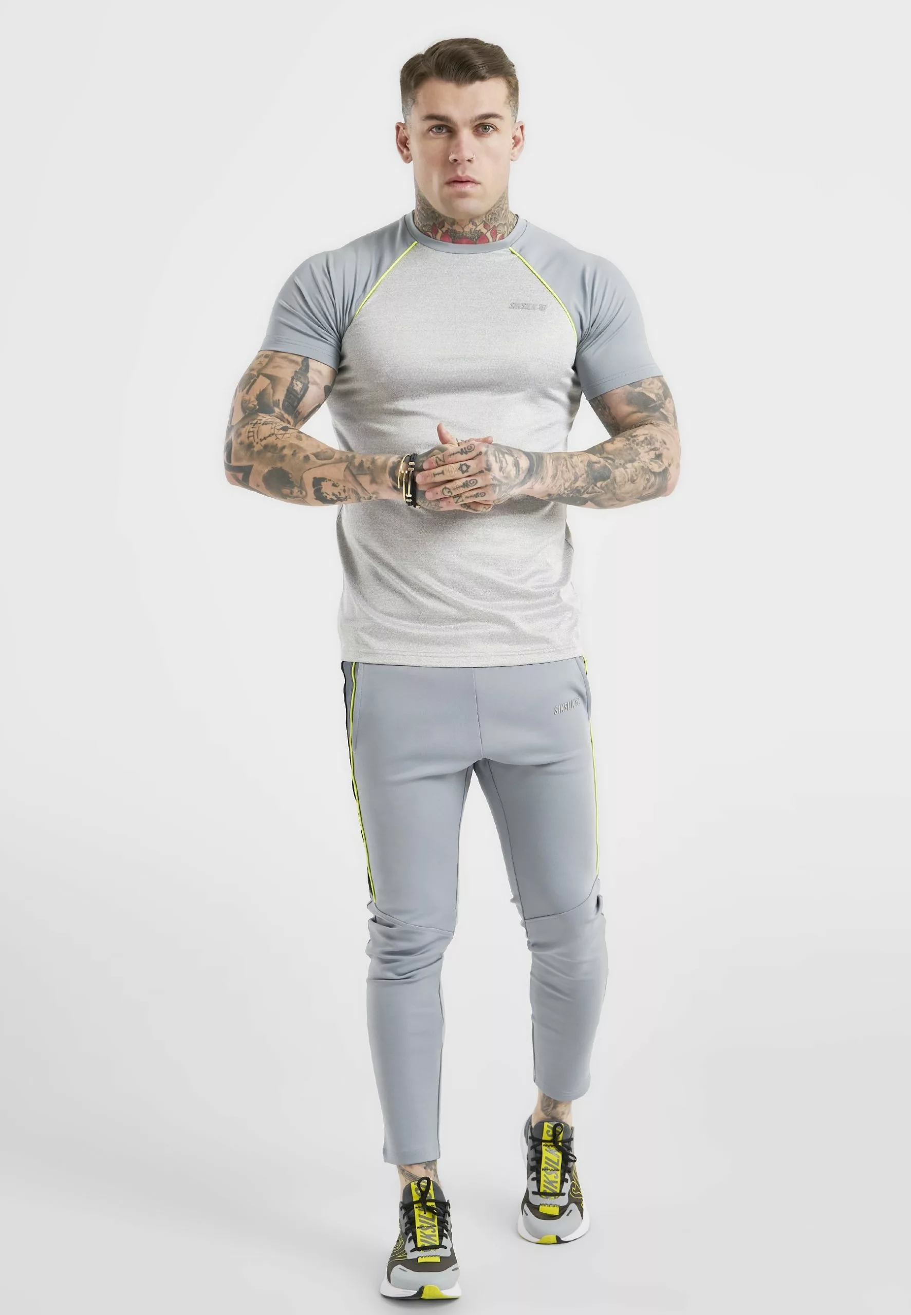 SikSilk Impulse- T-Shirt Print - Grey Marl & Grey 3 SikSilk Impulse- T-Shirt Print - Grey Marl & Grey