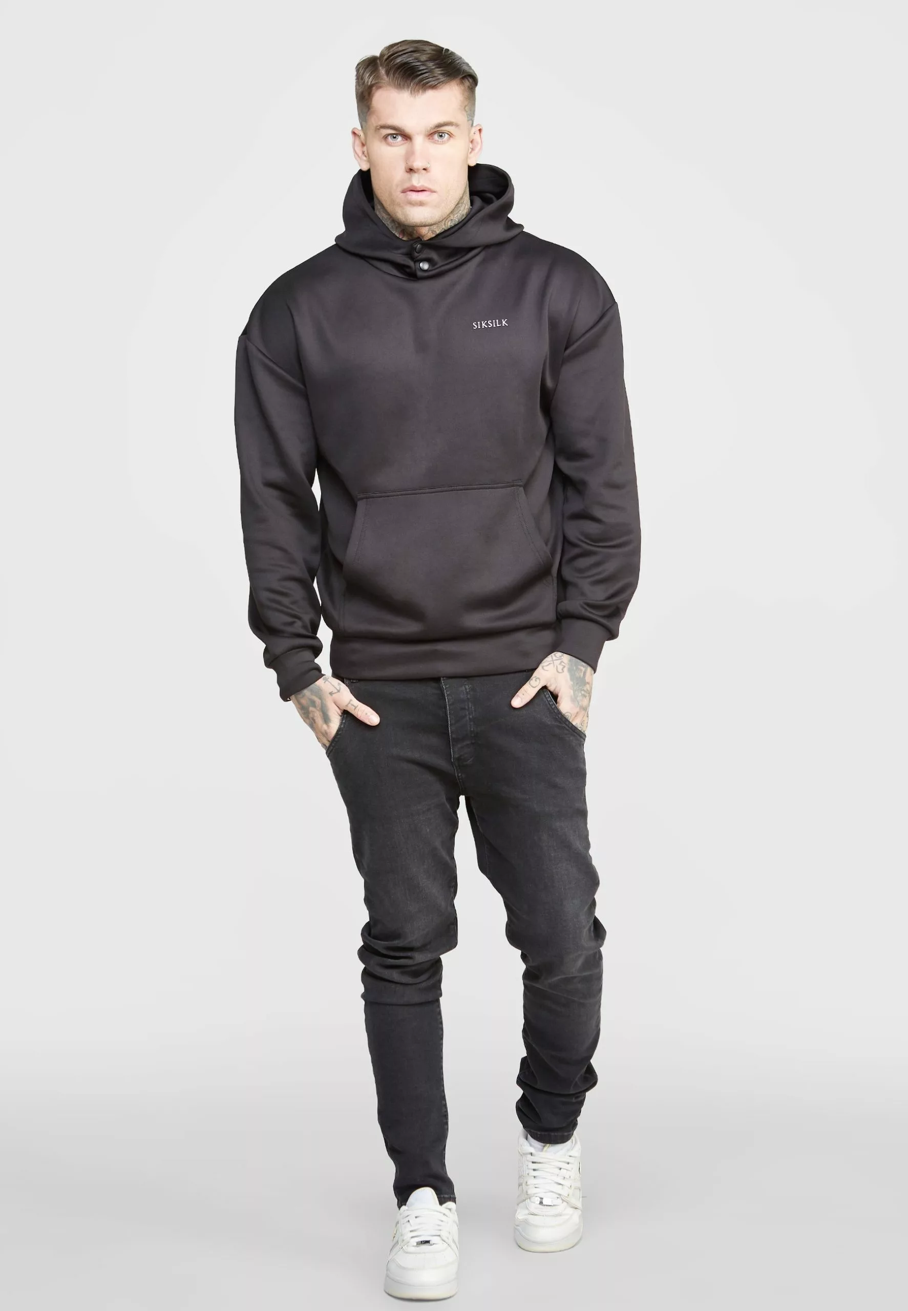 SikSilk Button Overhead- Hoodie - Black 4 SikSilk Button Overhead- Hoodie - Black - Afbeelding 2