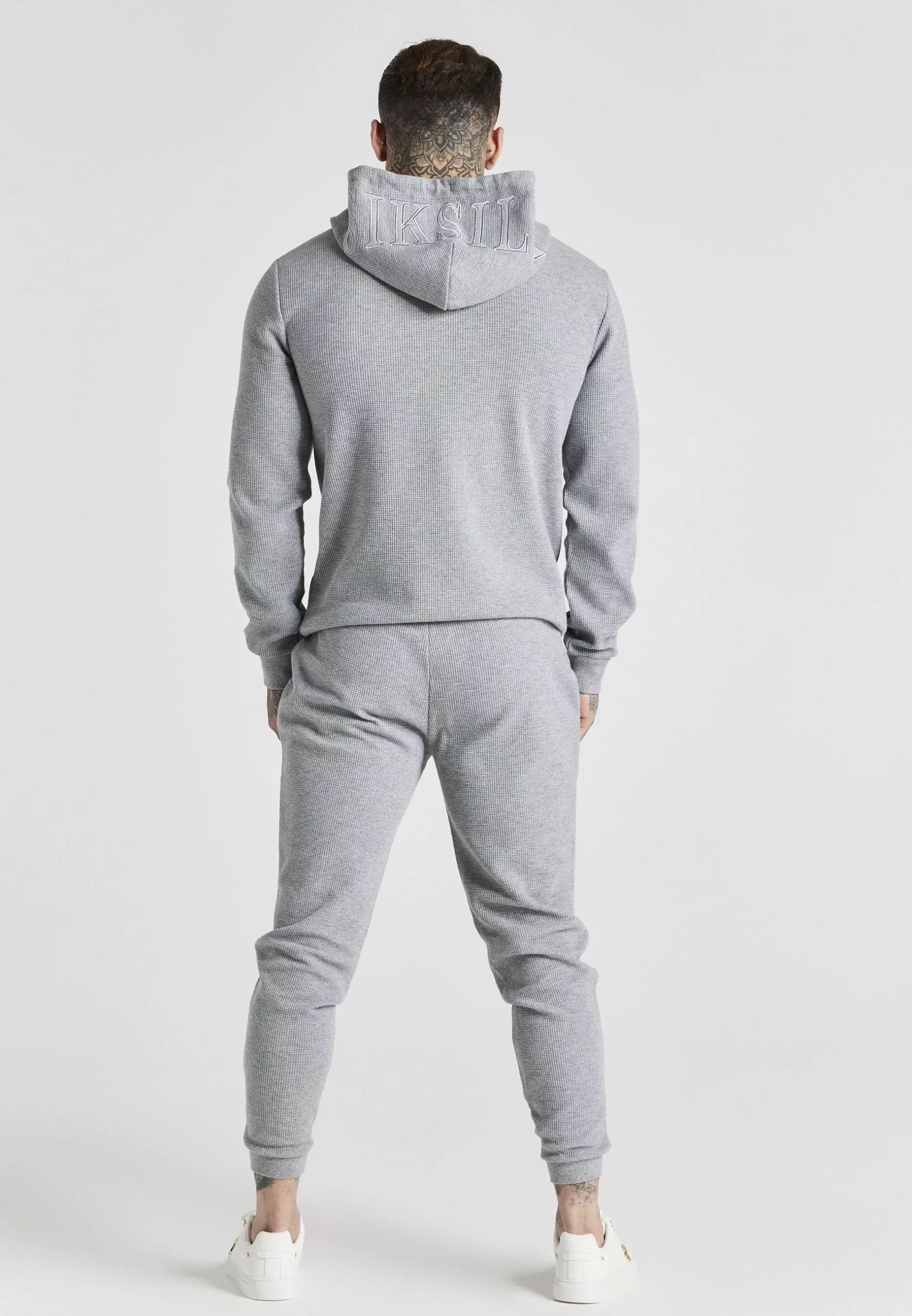 SikSilk Waffle Textured-Muscle Fit Joggers - Trainingsbroek - Grey Marl 4 SikSilk Waffle Textured-Muscle Fit Joggers - Trainingsbroek - Grey Marl - Afbeelding 2