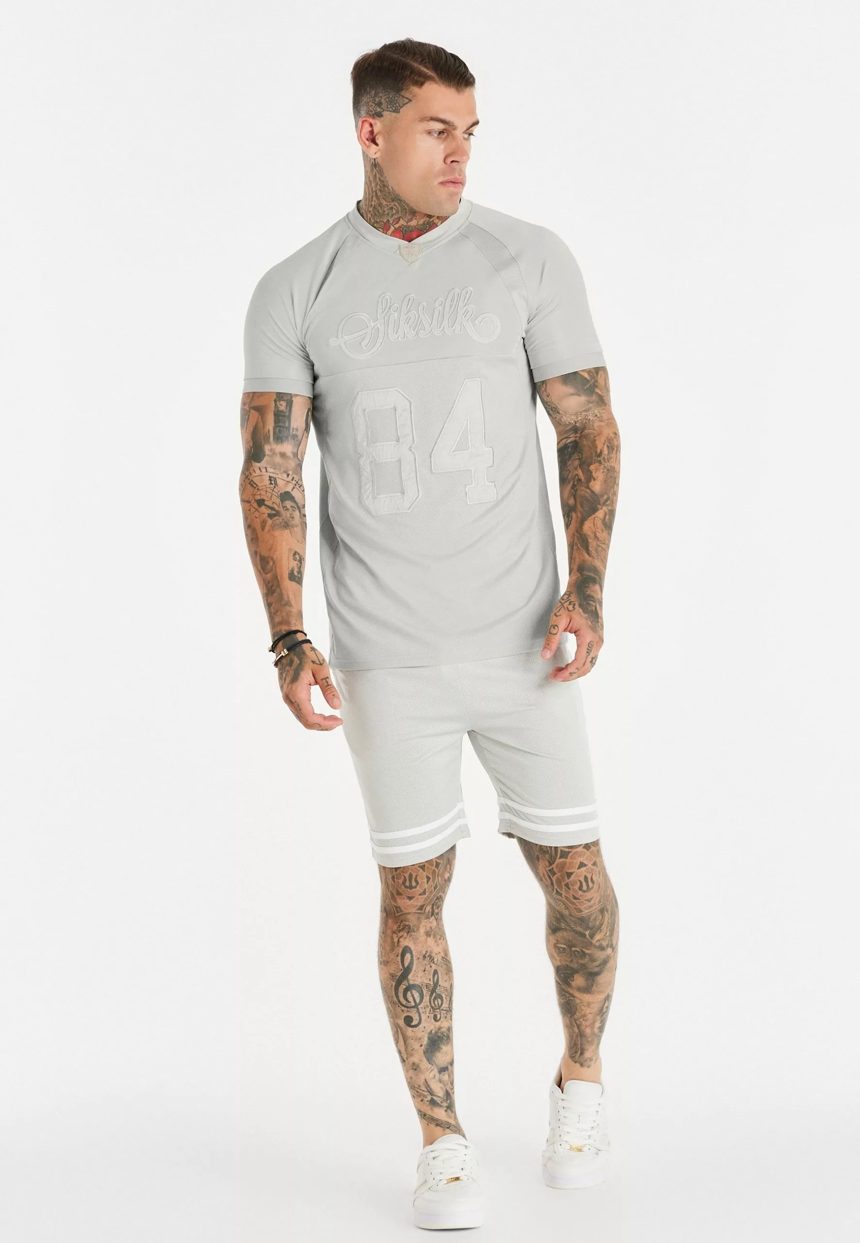 SikSilk Stretch Sports - T-Shirt Print - Grey 4 SikSilk Stretch Sports - T-Shirt Print - Grey - Afbeelding 2