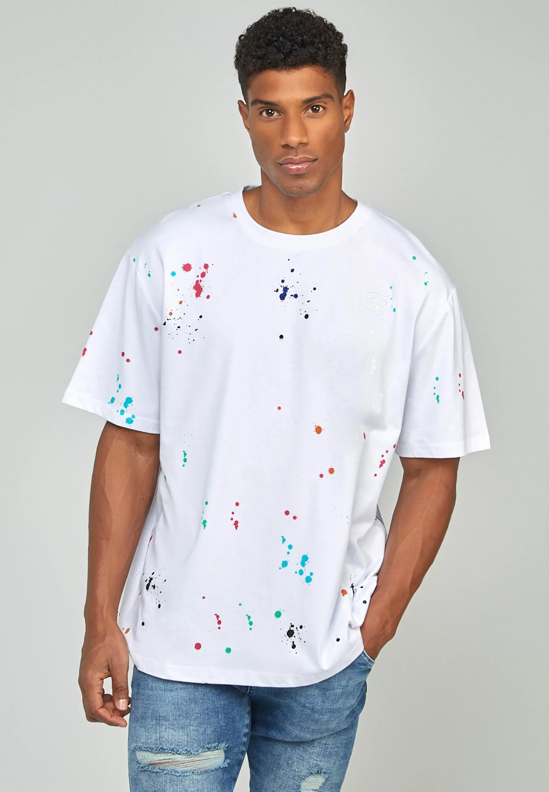 SikSilk Paint Splatter Oversized- T-Shirt Print - White 3 SikSilk Paint Splatter Oversized- T-Shirt Print - White