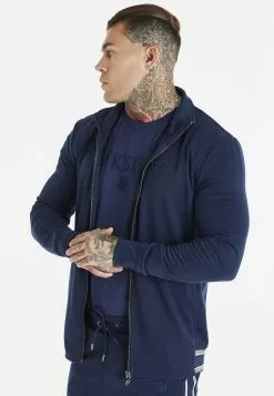 SikSilk Elevate Funnel Neck Zip Through - Sweater Met Rits - Navy