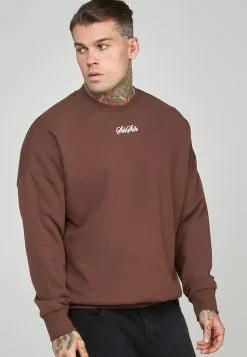 SikSilk Script Logo- Sweater - Brown
