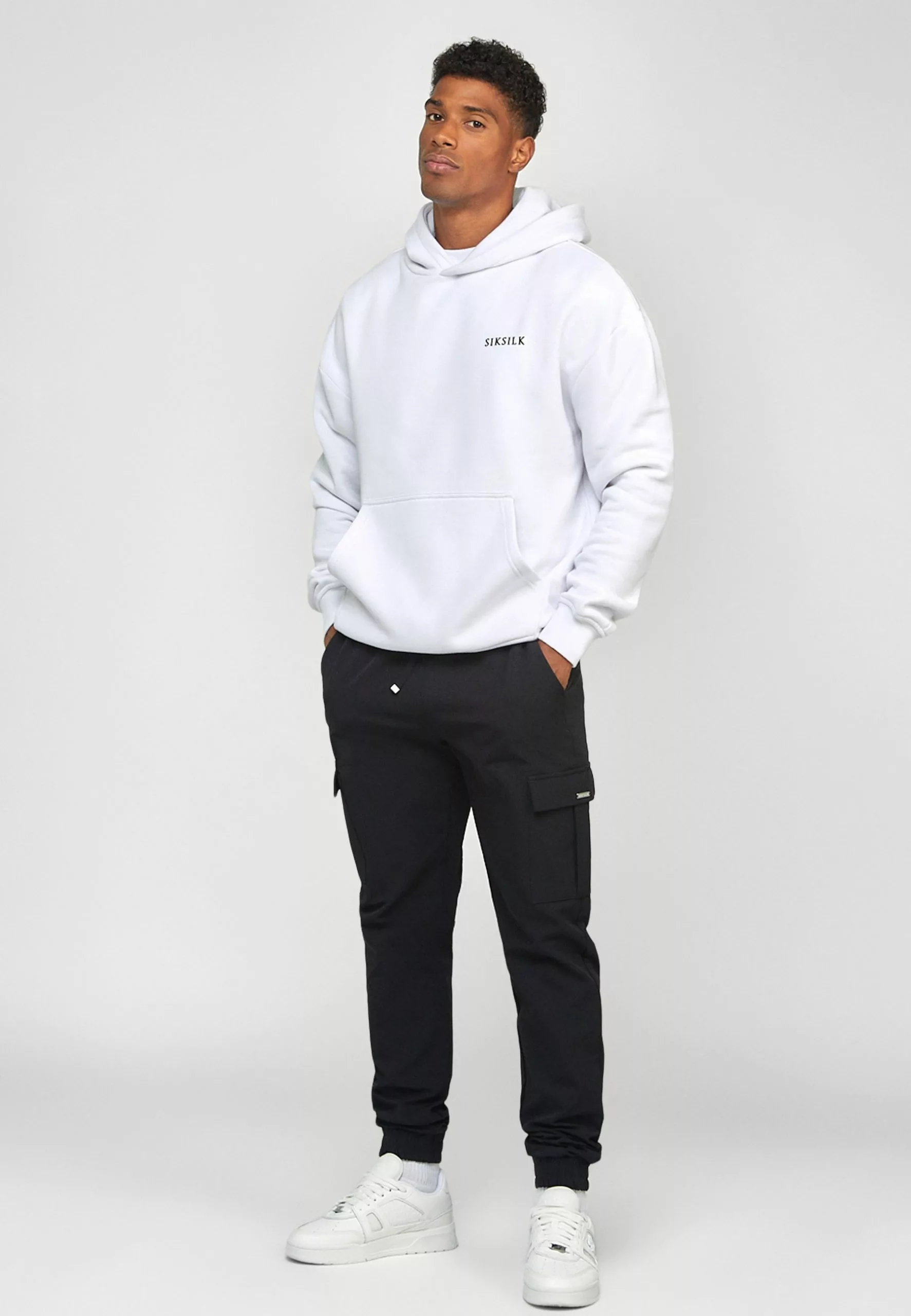 SikSilk Rhinestone Logo Oversized Hoodie - Hoodie - White 4 SikSilk Rhinestone Logo Oversized Hoodie - Hoodie - White - Afbeelding 2