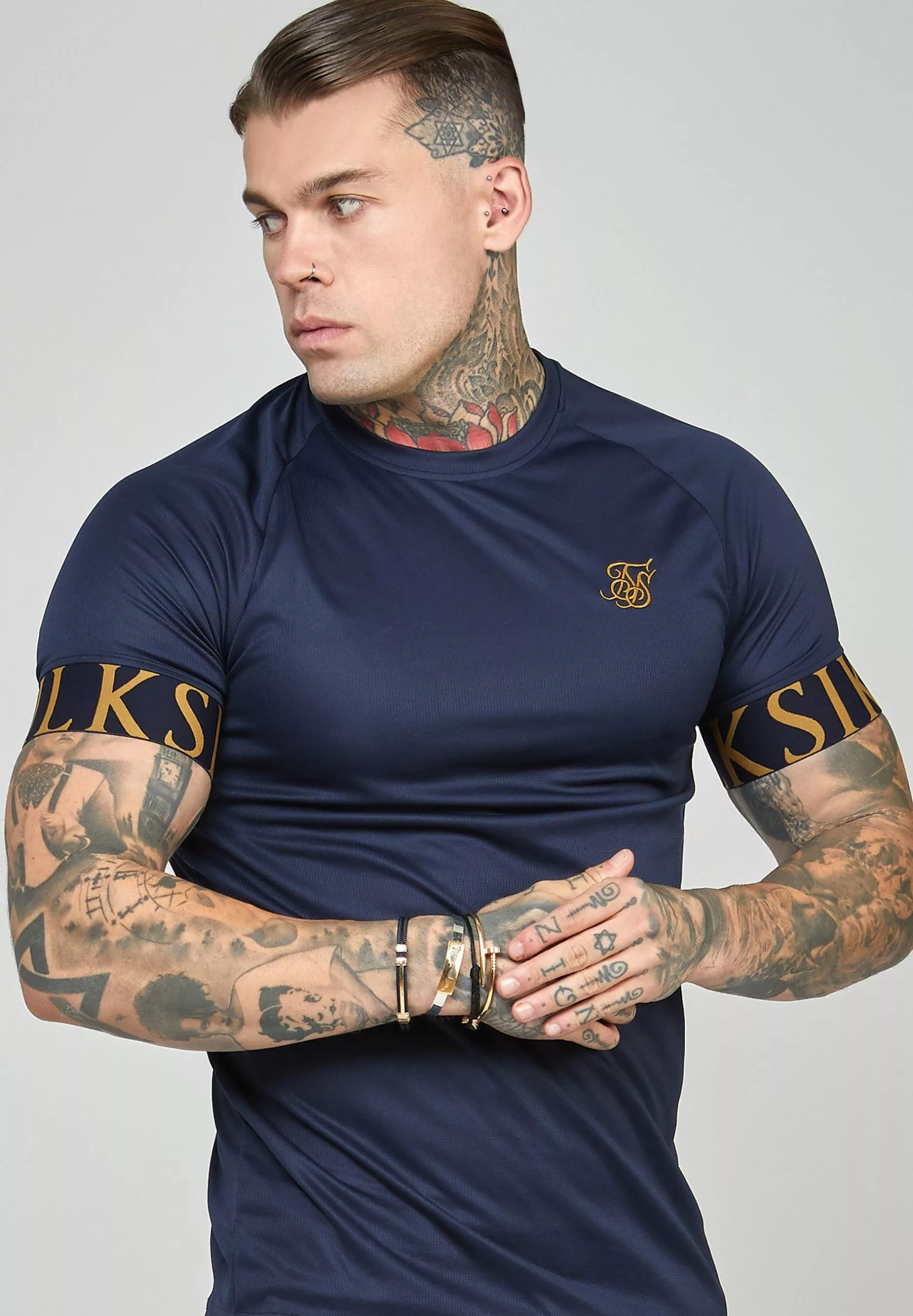 SikSilk Short Sleeve Dynamic Tech - T-Shirt Print - Navy 5 SikSilk Short Sleeve Dynamic Tech - T-Shirt Print - Navy - Afbeelding 3